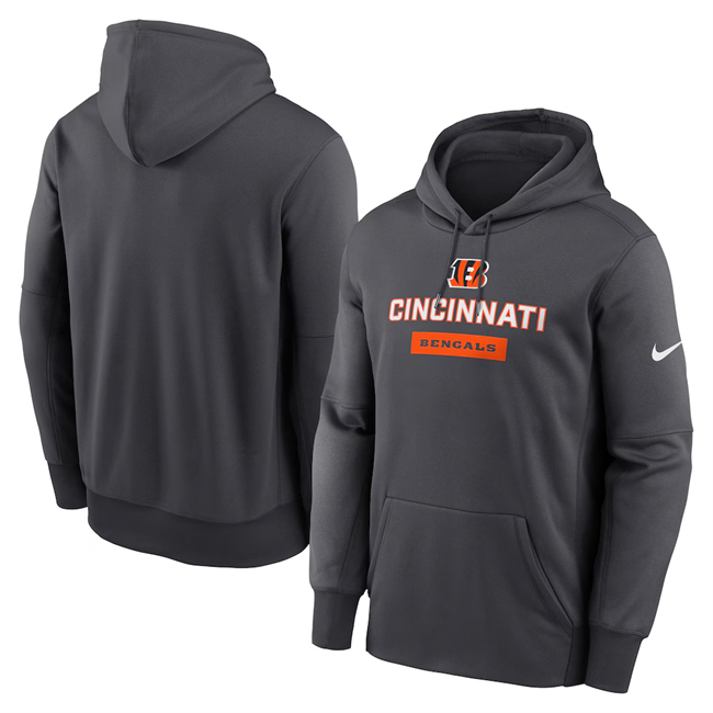 Men's Anthracite Cincinnati Bengals Toss Sweep Performance Pullover Hoodie